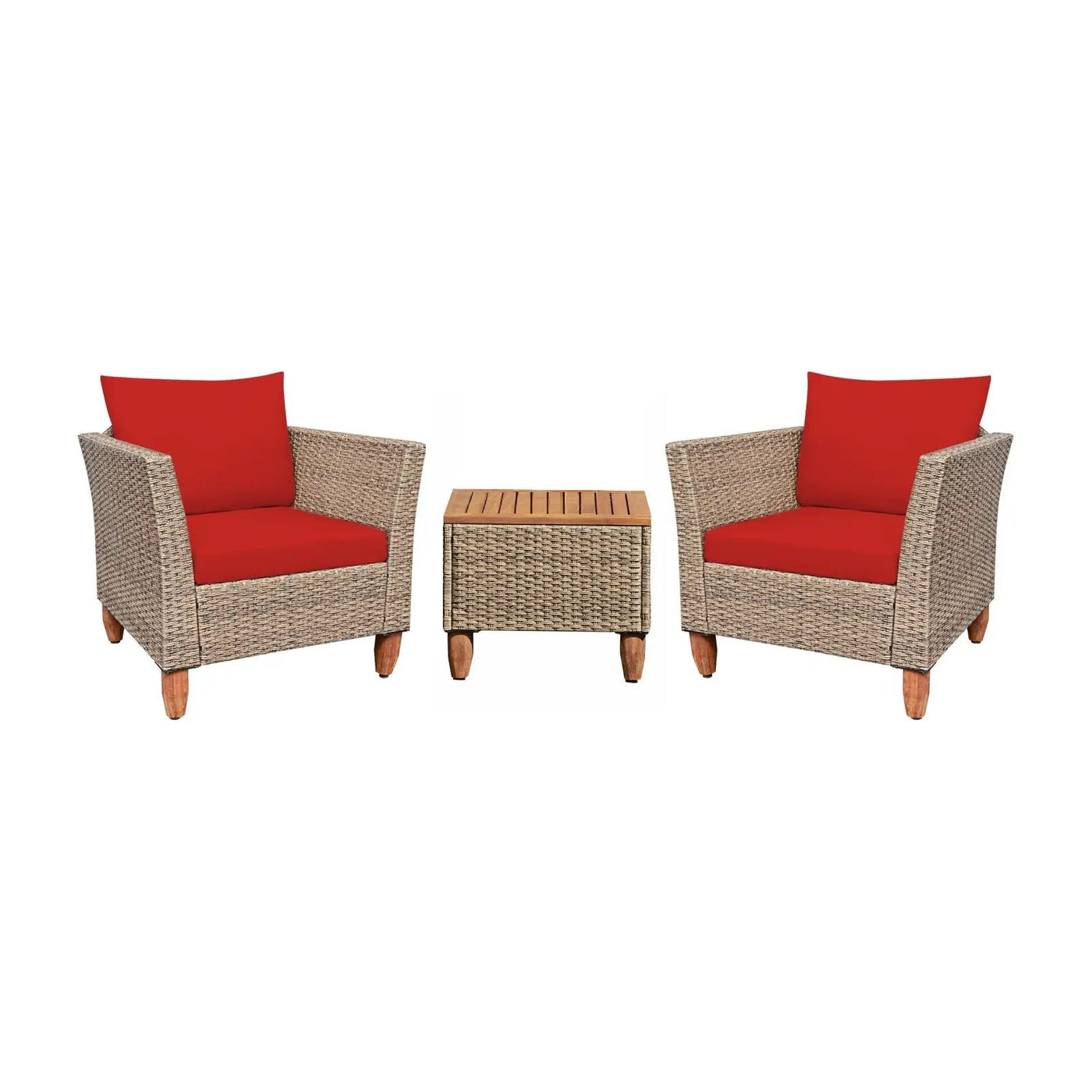 3 Pieces Patio Rattan Furniture Set with Washable Cushion for Yard Porch by DirectDeals
