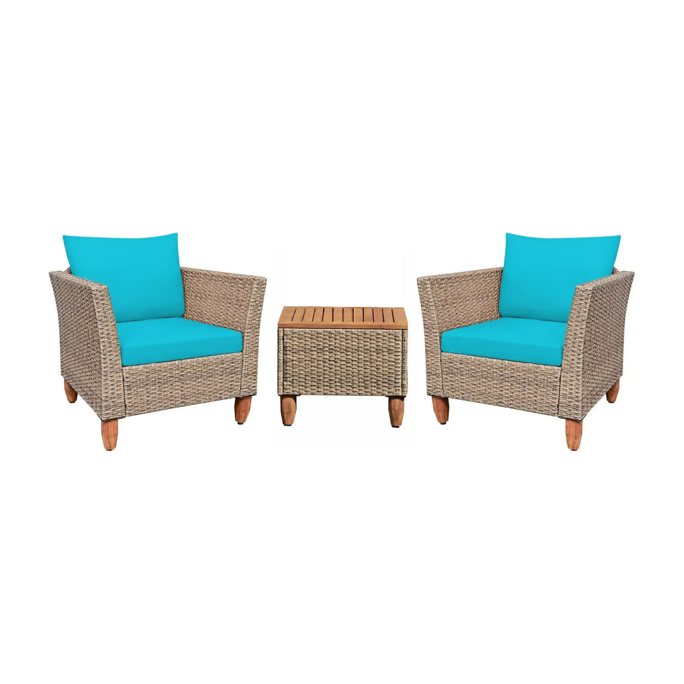 3 Pieces Patio Rattan Furniture Set with Washable Cushion for Yard Porch by DirectDeals