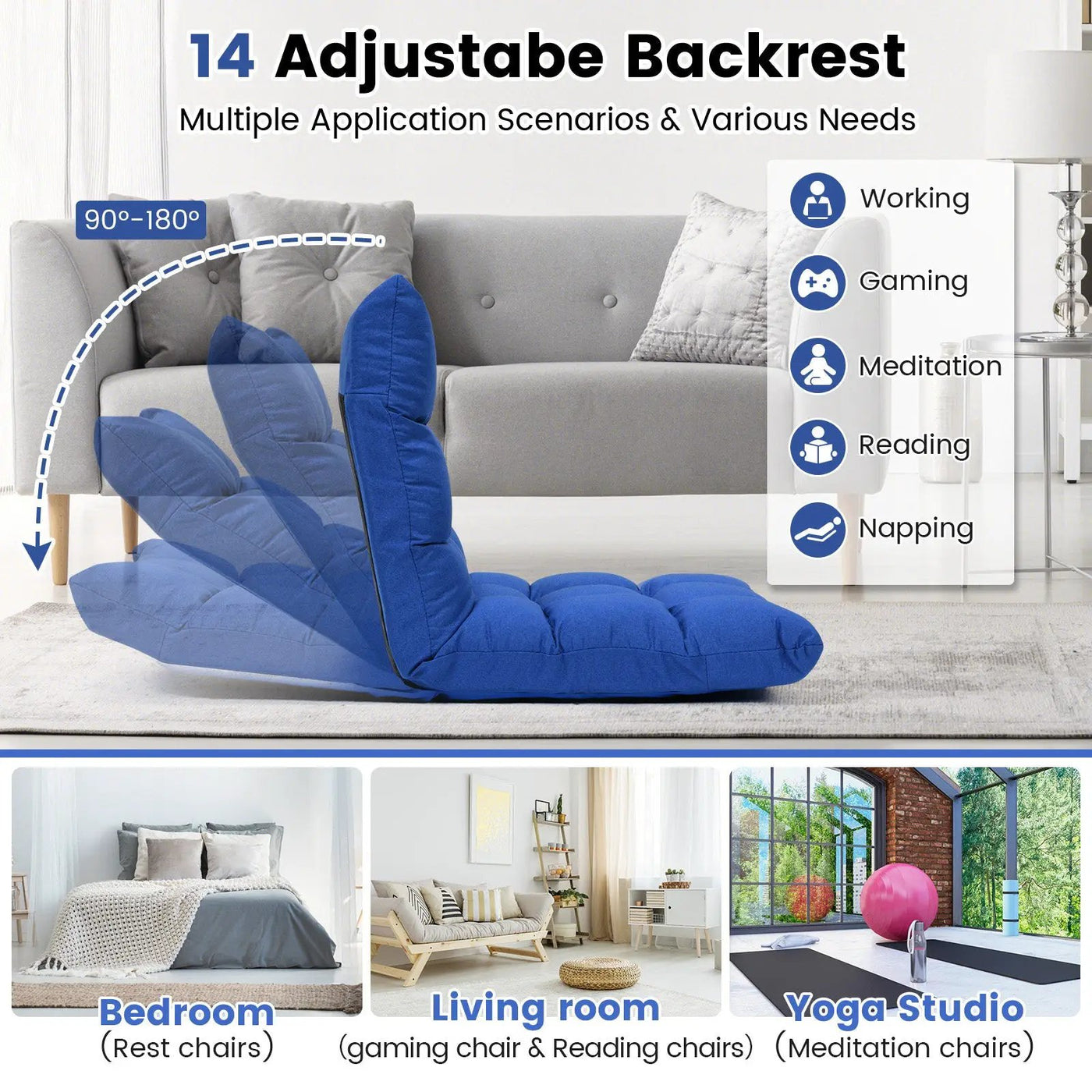 14-Position Adjustable Folding Lazy Gaming Sofa by DirectDeals