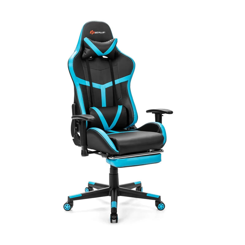 Reclining Racing Chair with Lumbar Support Footrest by DirectDeals