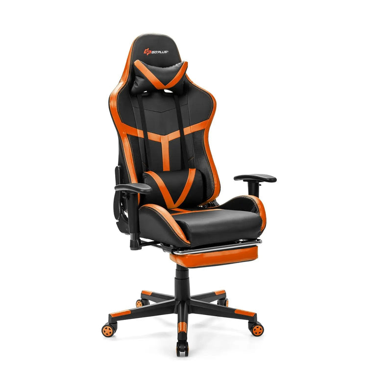 Reclining Racing Chair with Lumbar Support Footrest by DirectDeals