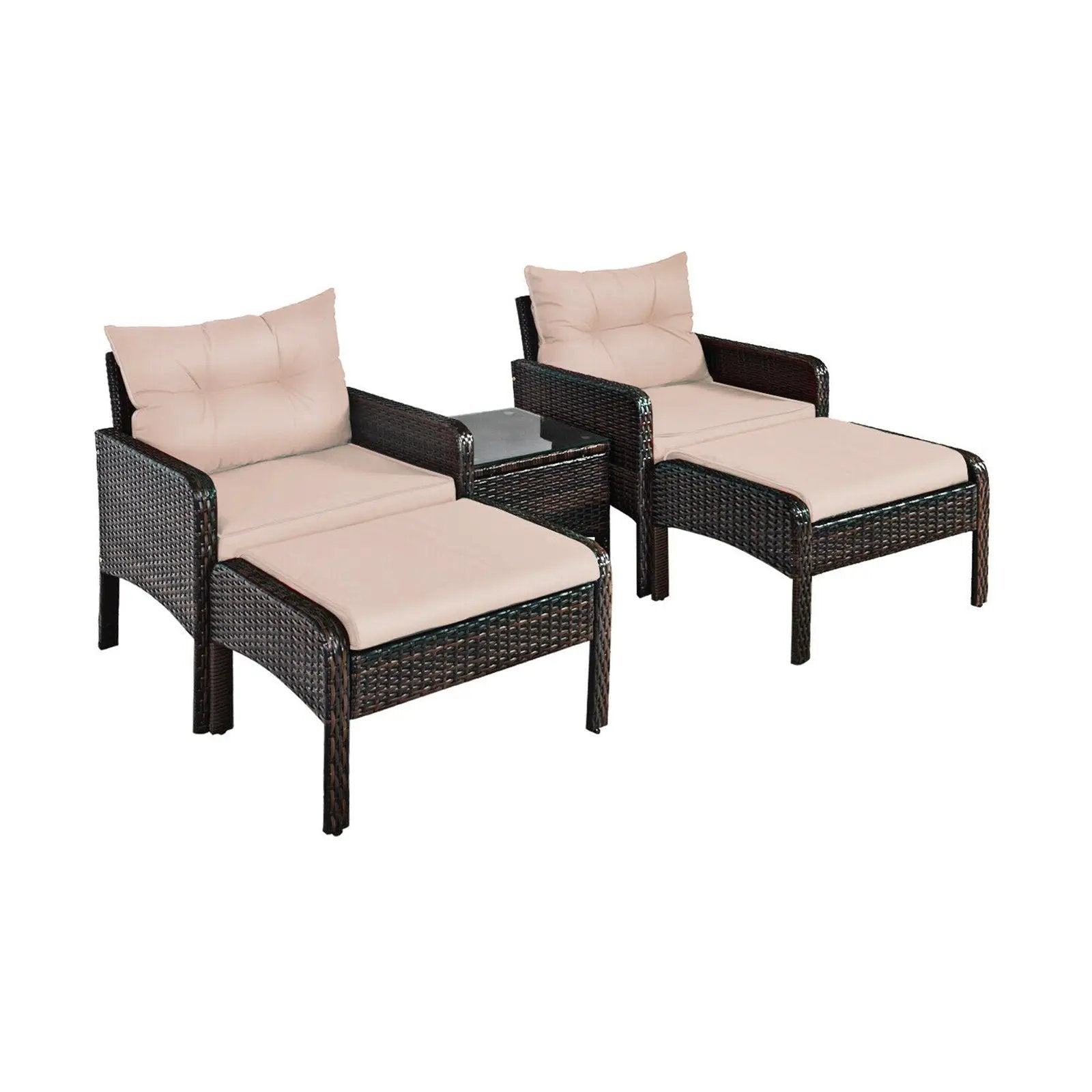 5-Piece Patio Rattan Sofa Set with Ottomans & Table by DirectDeals