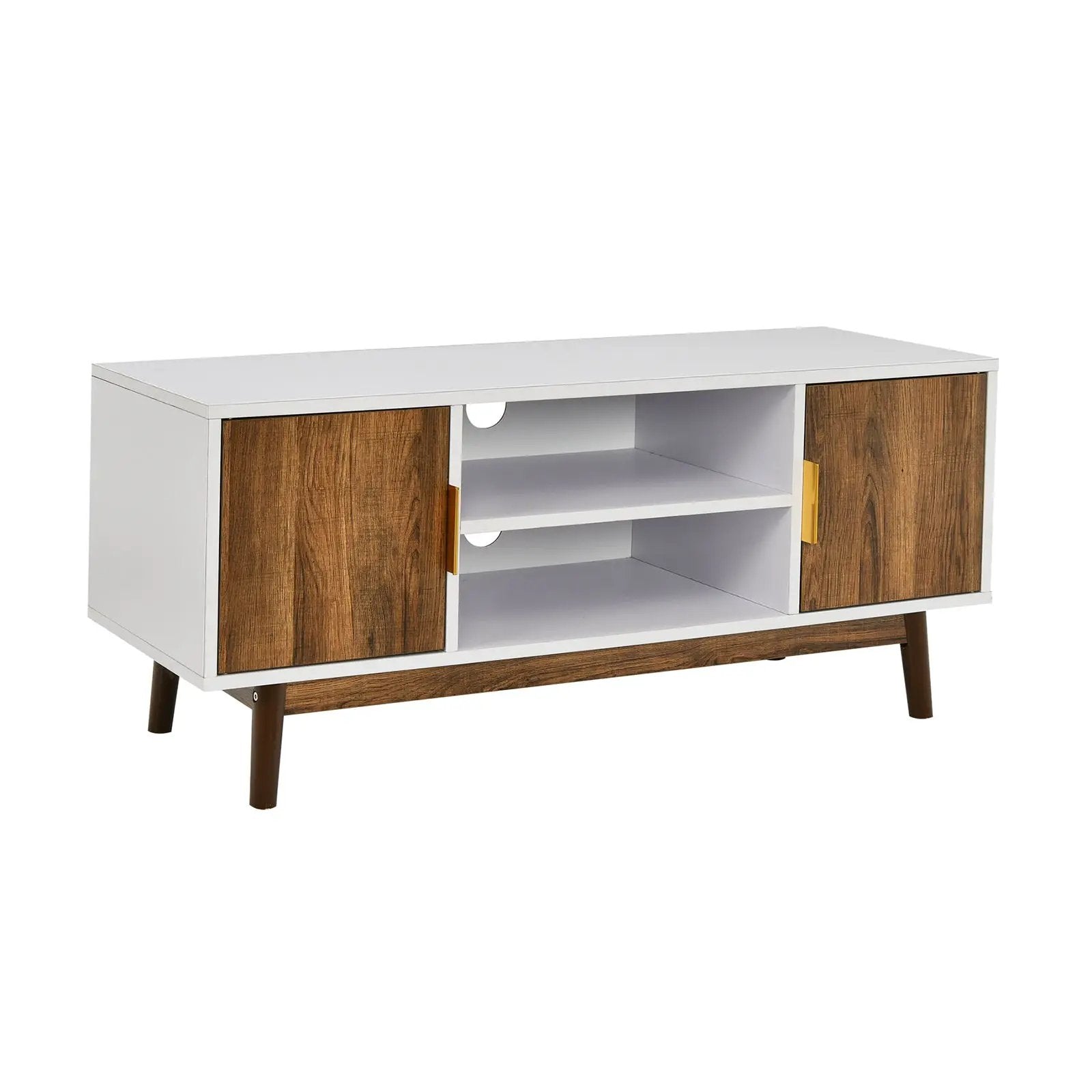2 Door TV Stand with 2 Cabinets and Open Shelves for TVs up to 50 Inch TV by DirectDeals