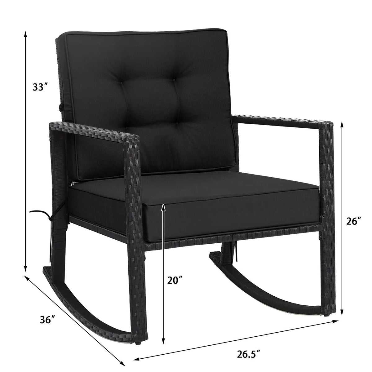 Patio Rattan Rocker Outdoor Glider Rocking Chair Cushion Lawn by DirectDeals