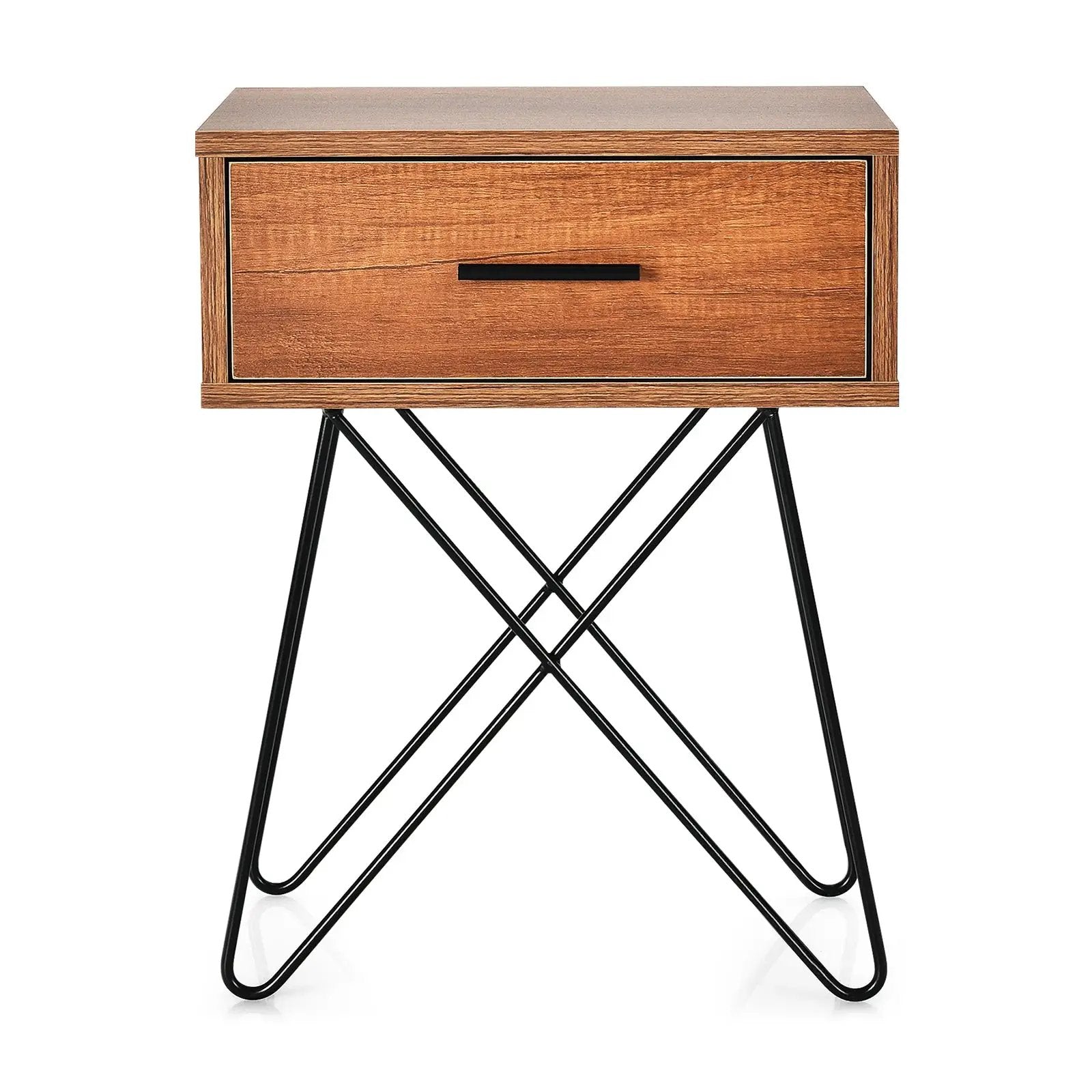 Nightstand Coffee Table Storage Display with Steel Legs and 1 Drawer by DirectDeals