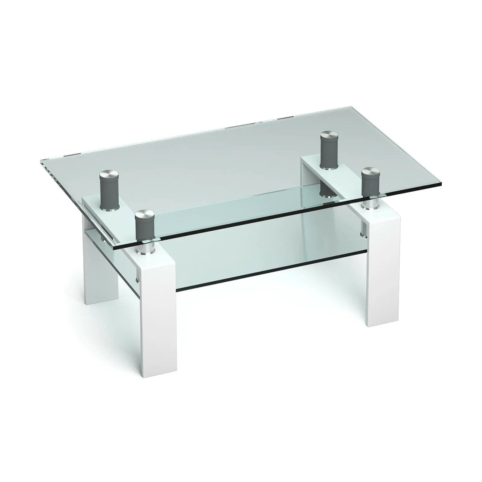 Rectangle Glass Coffee Table with Metal Legs for Living Room by DirectDeals