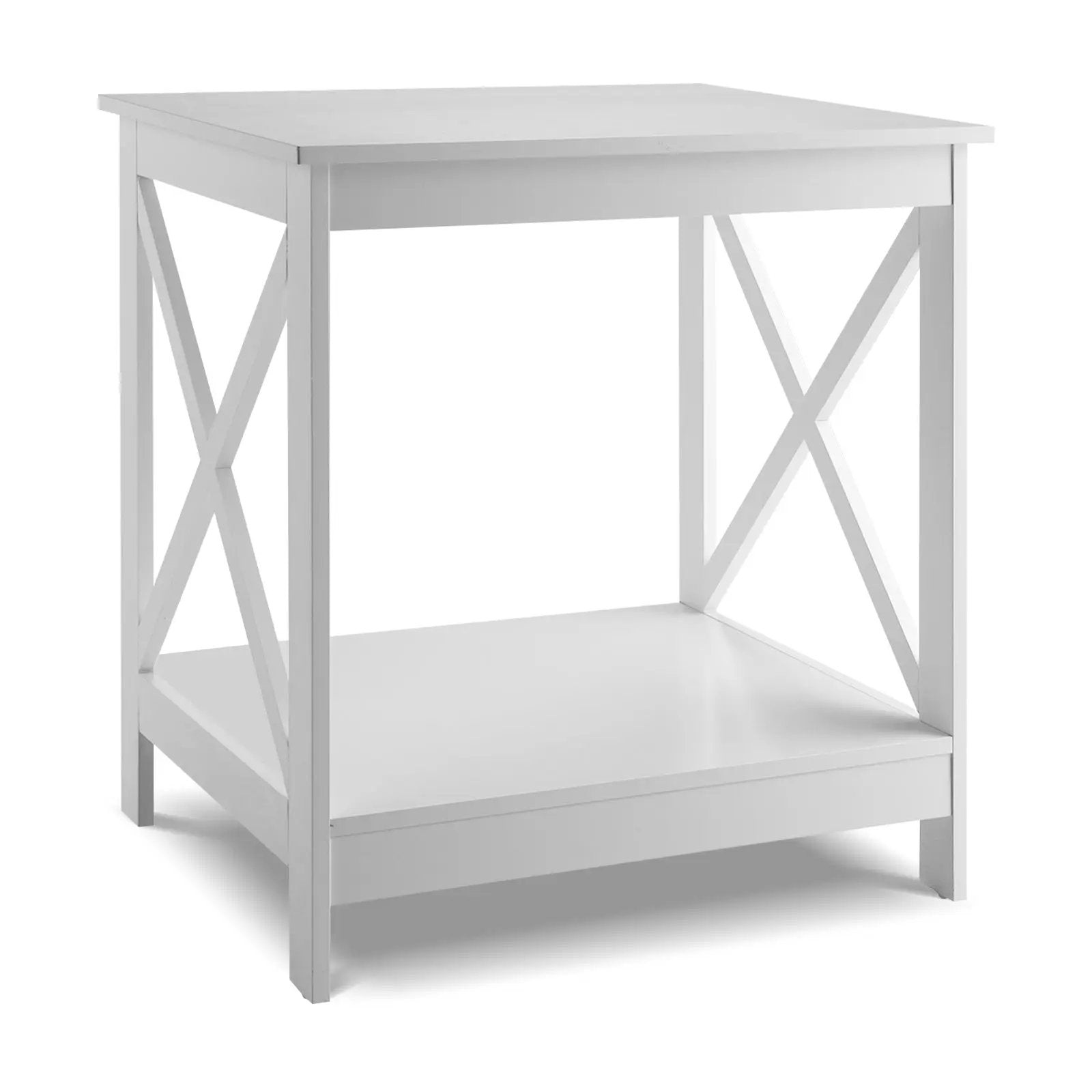2-Tier Side Table with X-shape Design and 4 Solid Legs by DirectDeals