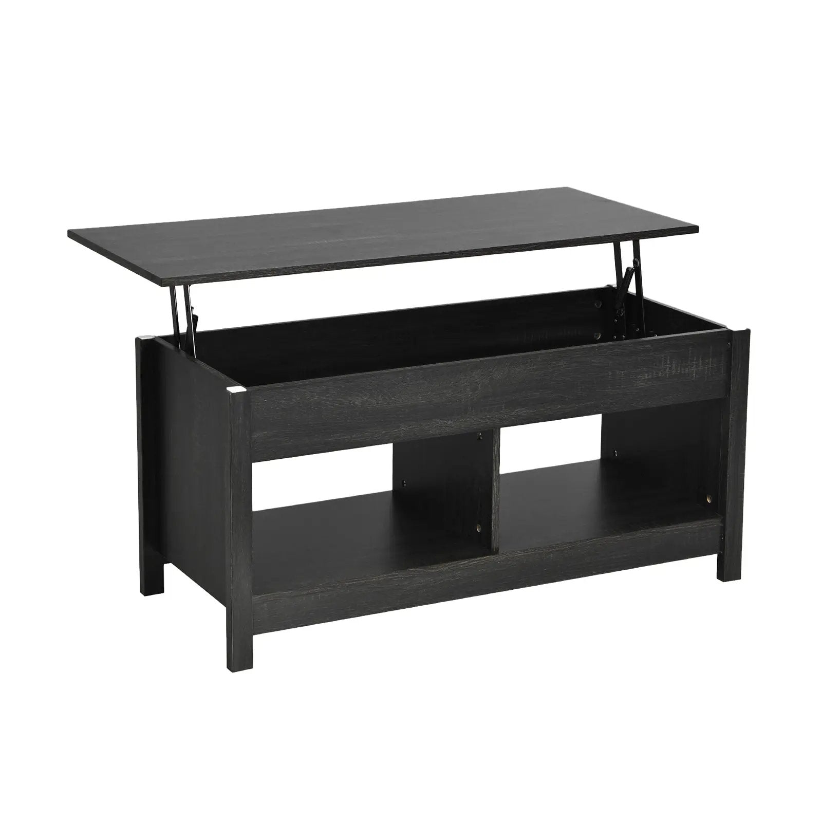 Lift Top Coffee Table with Hidden Storage Compartment and Lower Shelf for Study Room by DirectDeals