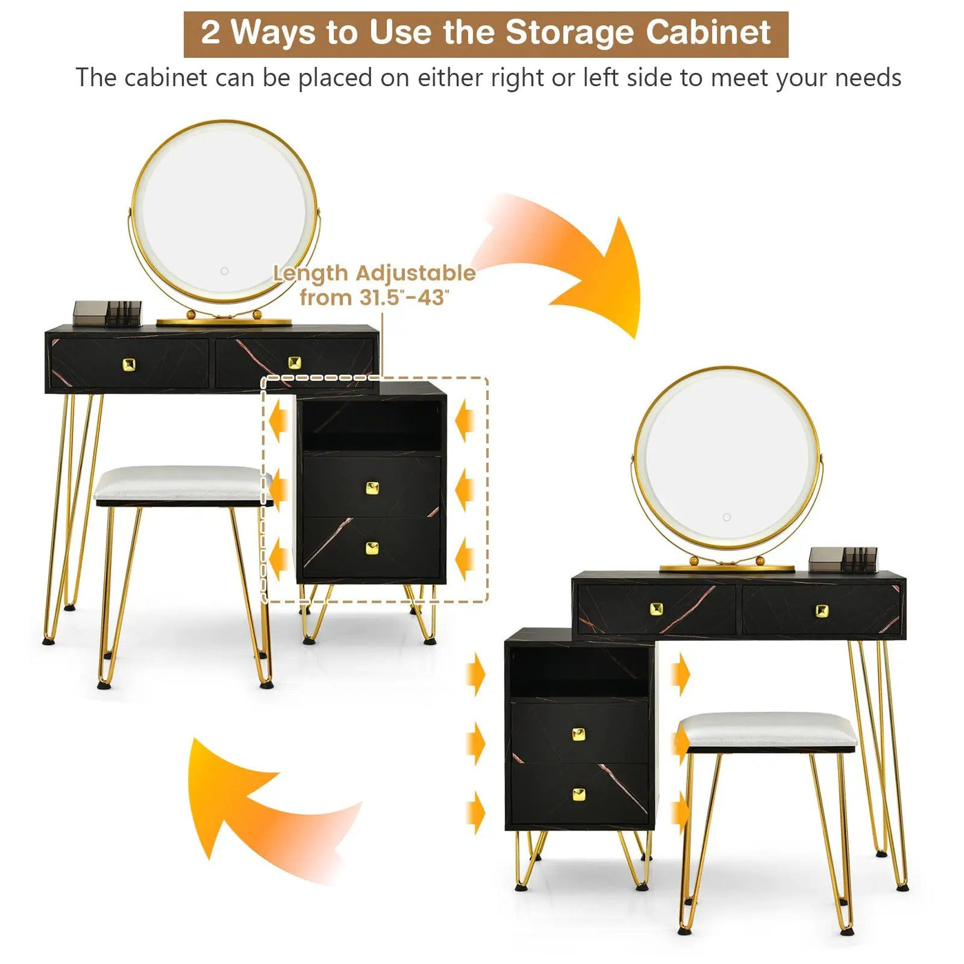 Modern Dressing Table with Storage Cabinet by DirectDeals