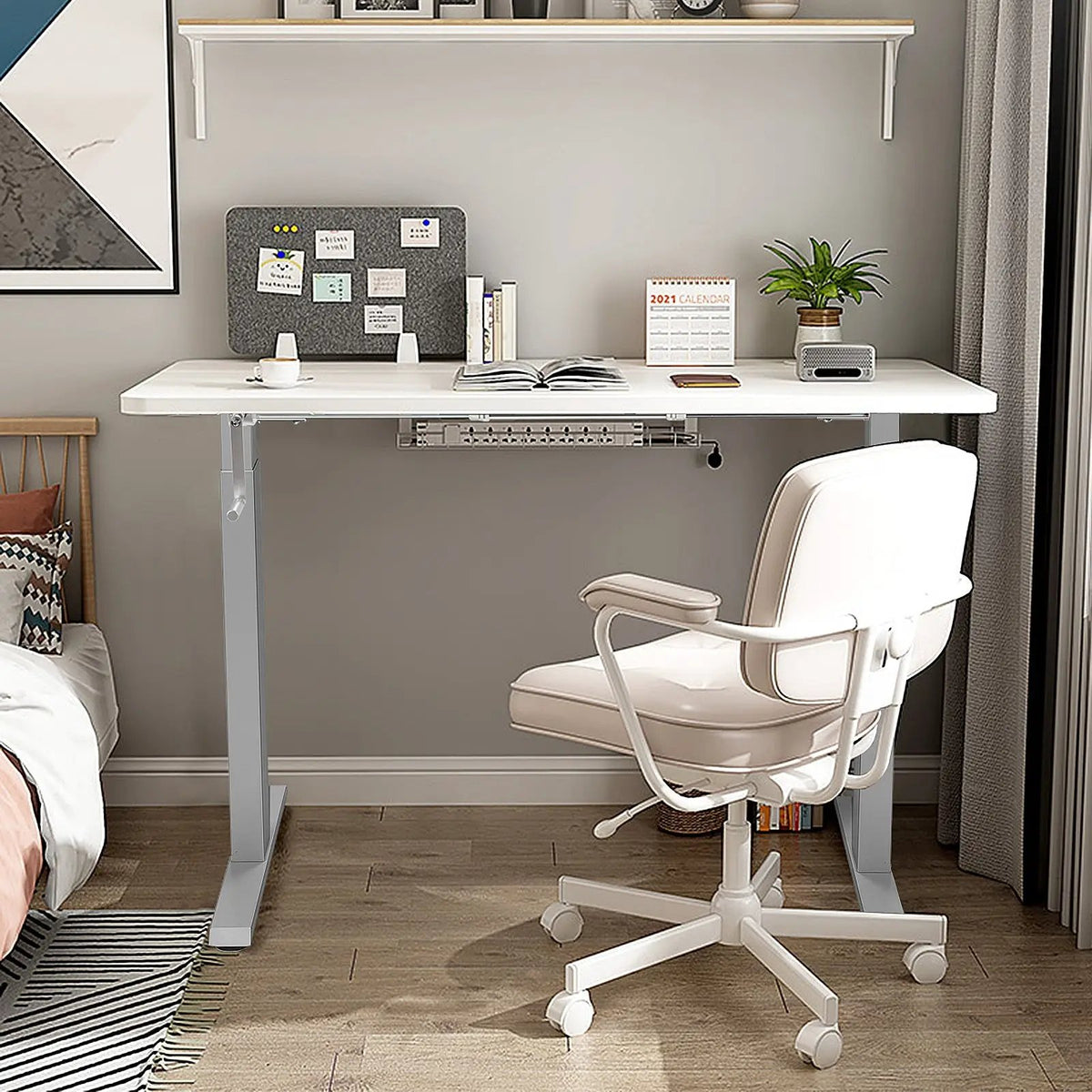 Hand Crank Sit to Stand Desk Frame Height Adjustable Standing Base-Gray by DirectDeals