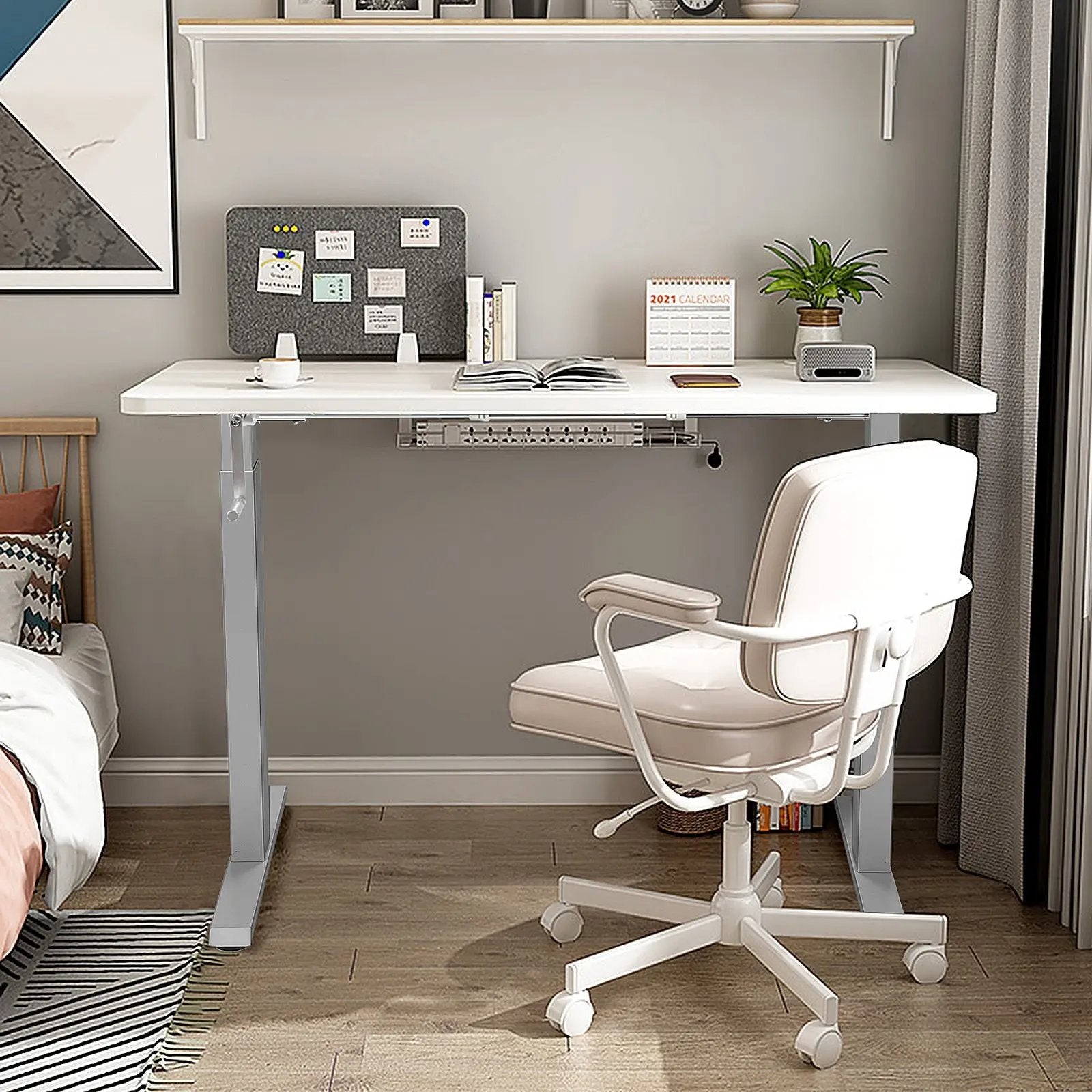 Hand Crank Sit to Stand Desk Frame Height Adjustable Standing Base-Gray by DirectDeals