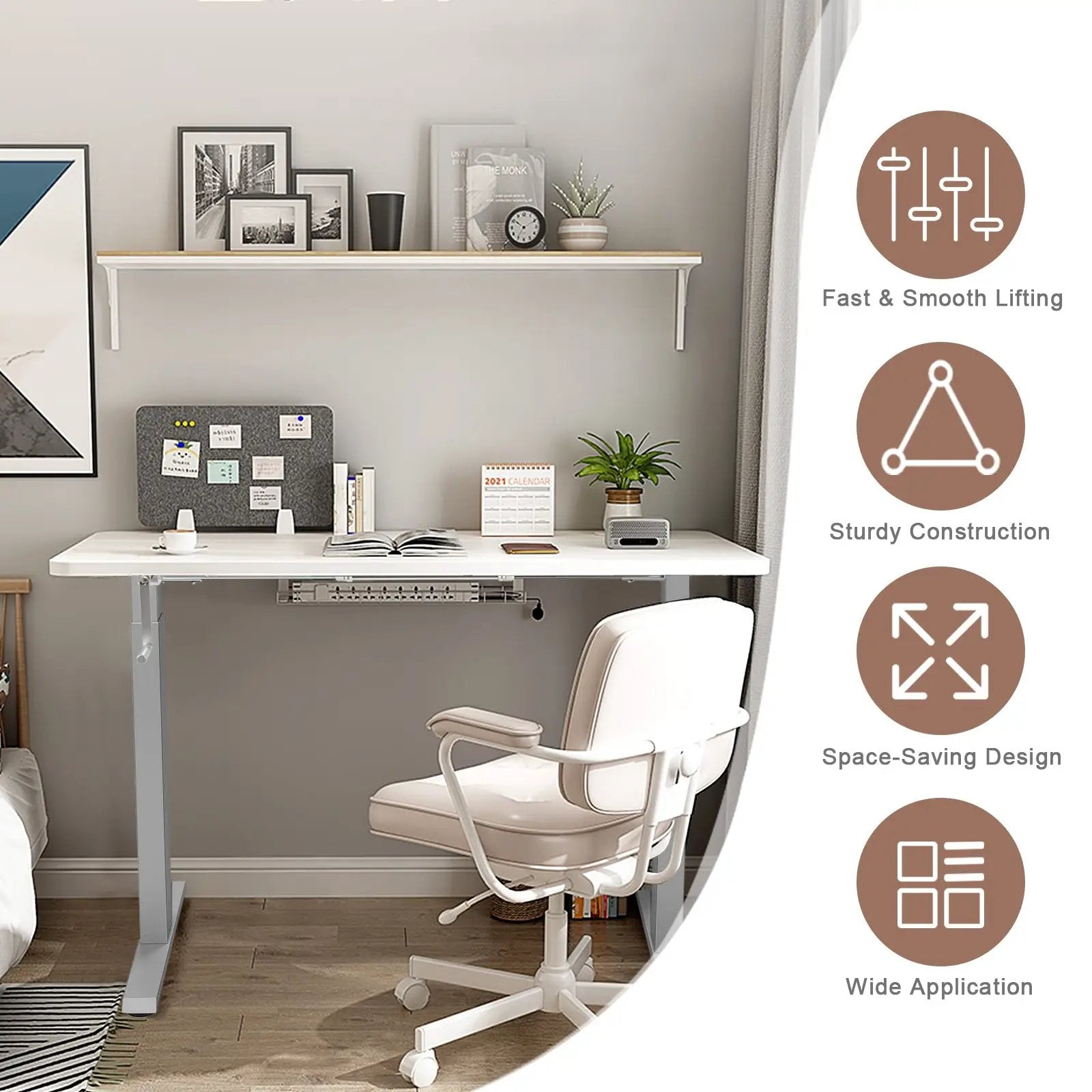 Hand Crank Sit to Stand Desk Frame Height Adjustable Standing Base-Gray by DirectDeals