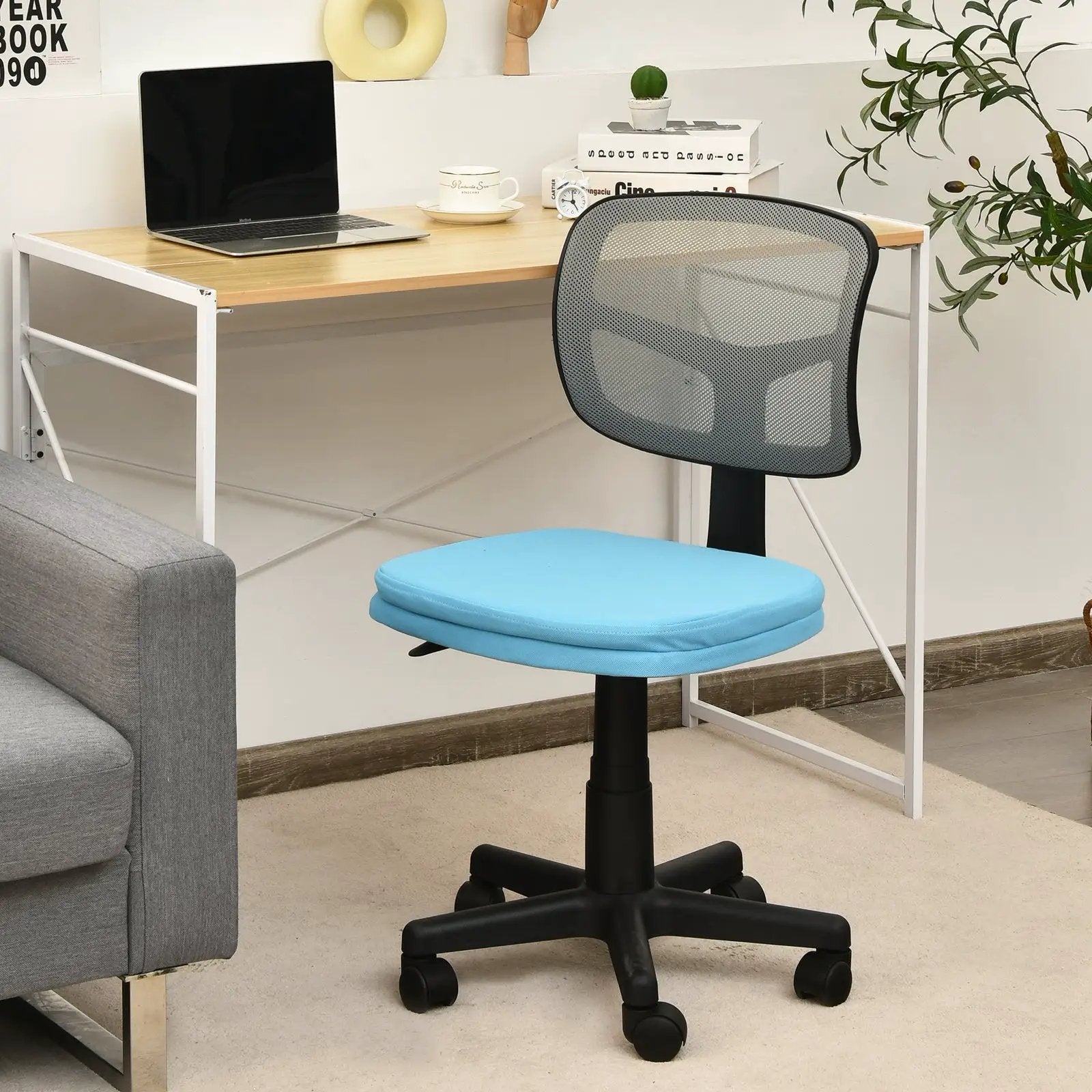 Armless Computer Chair with Height Adjustment and Breathable Mesh for Home Office by DirectDeals