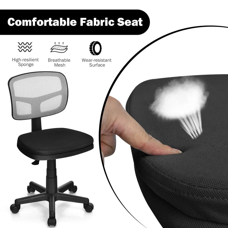 Armless Computer Chair with Height Adjustment and Breathable Mesh for Home Office by DirectDeals