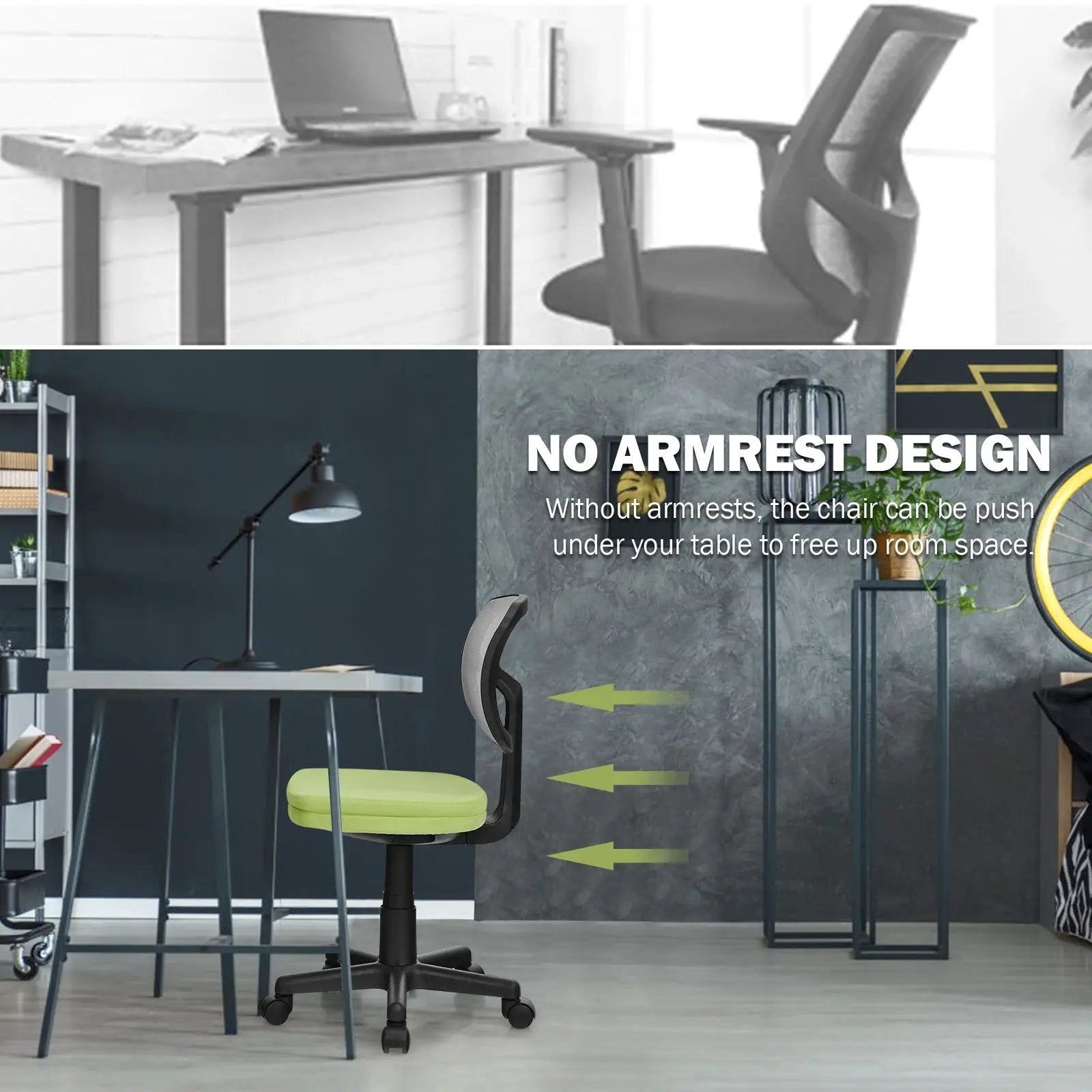 Armless Computer Chair with Height Adjustment and Breathable Mesh for Home Office by DirectDeals