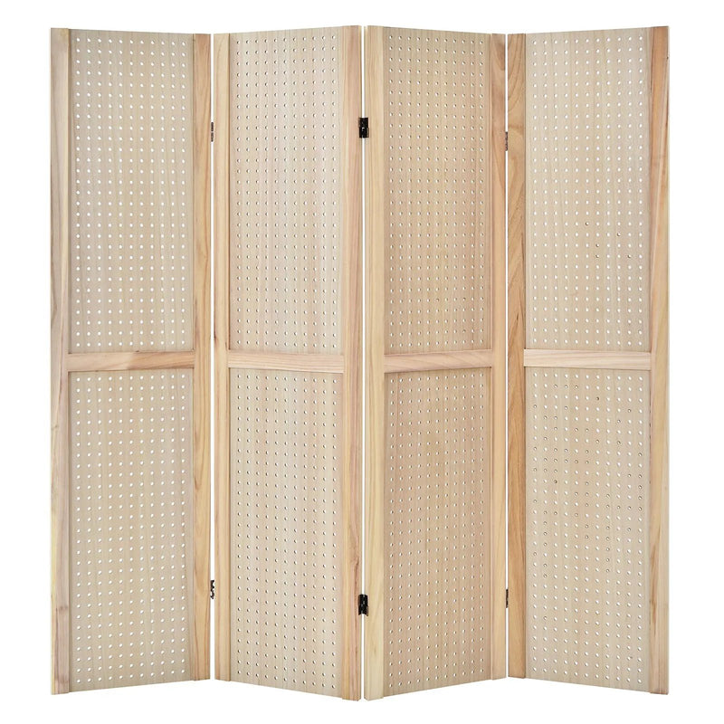 4-Panel Pegboard Display 5 Feet Tall Folding Privacy Screen for Craft Display Organized by DirectDeals