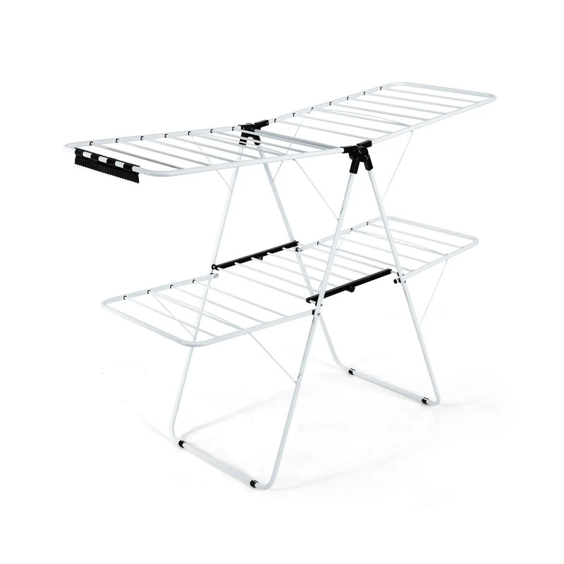 2-Tier Foldable Clothes Drying Rack with Adjustable Gullwing by DirectDeals
