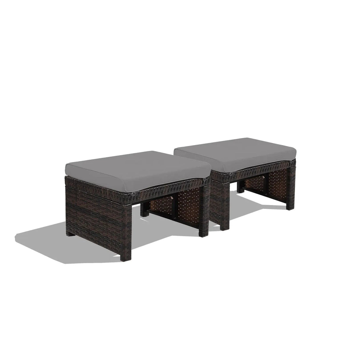 2 Pieces Patio Rattan Ottomans with Soft Cushion for Patio and Garden by DirectDeals