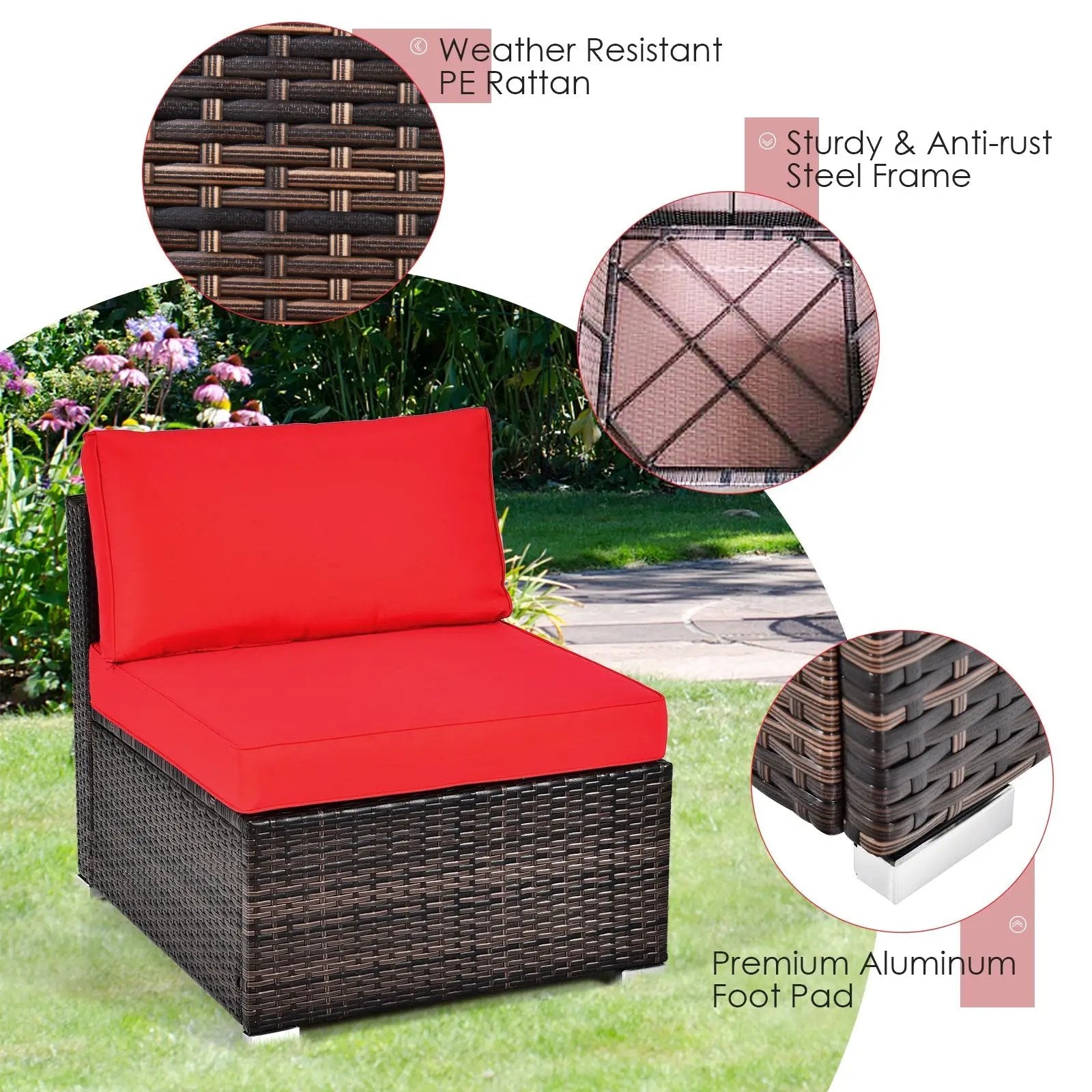 6 Pieces Patio Rattan Furniture Set with Cushions by DirectDeals