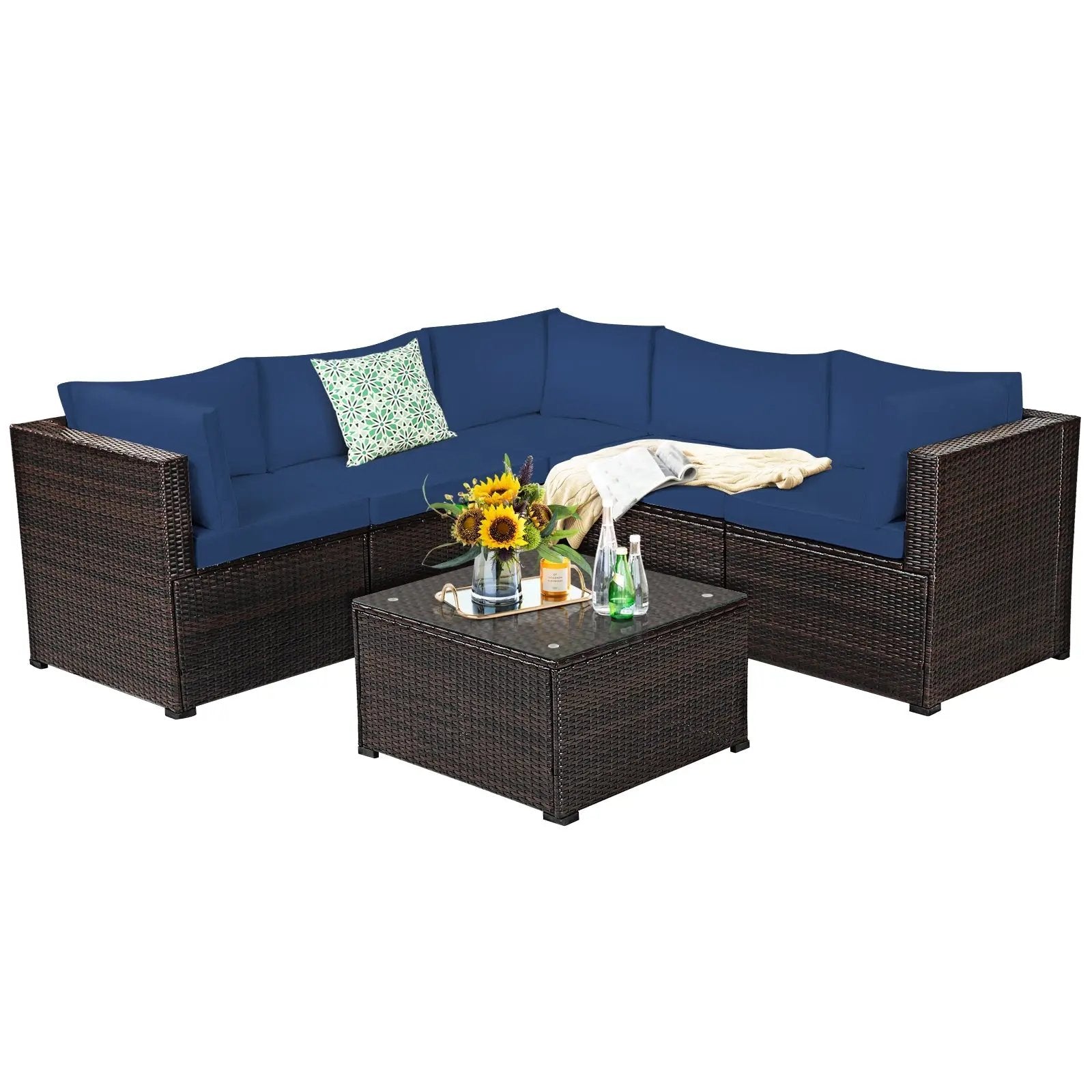 6 Pieces Patio Furniture Sofa Set with Cushions for Outdoor by DirectDeals