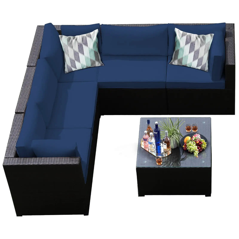 6 Pieces Patio Furniture Sofa Set with Cushions for Outdoor by DirectDeals