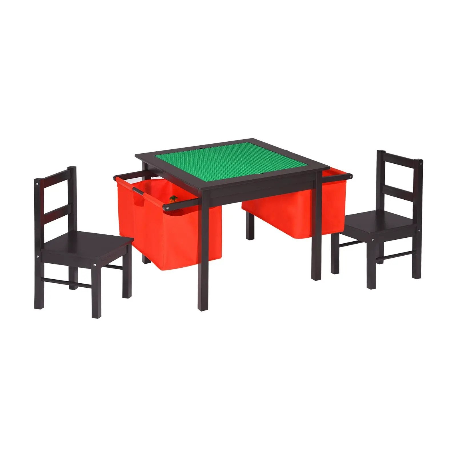 2-in-1 Kids Activity Table and 2 Chairs Set with Storage Building Block Table by DirectDeals