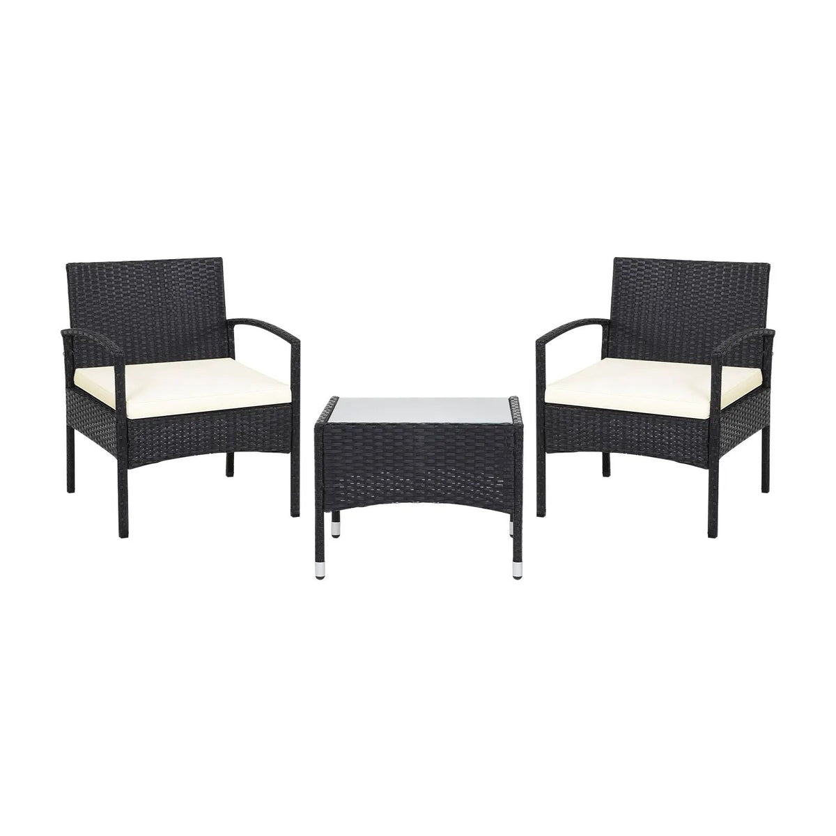 3 Pieces Patio Wicker Rattan Furniture Set with Cushion for Lawn Backyard by DirectDeals