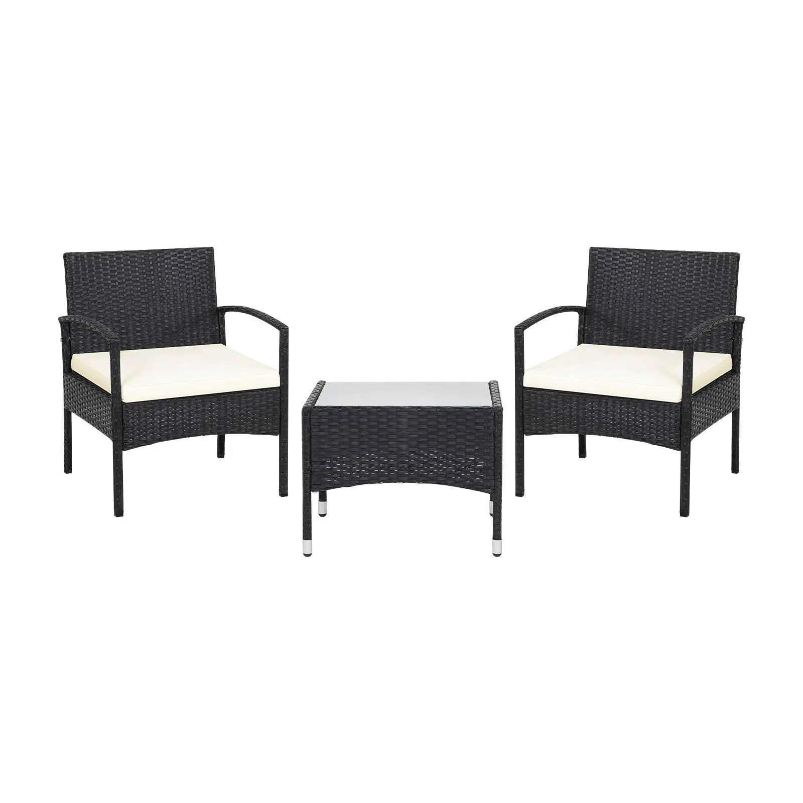 3 Pieces Patio Wicker Rattan Furniture Set with Cushion for Lawn Backyard by DirectDeals