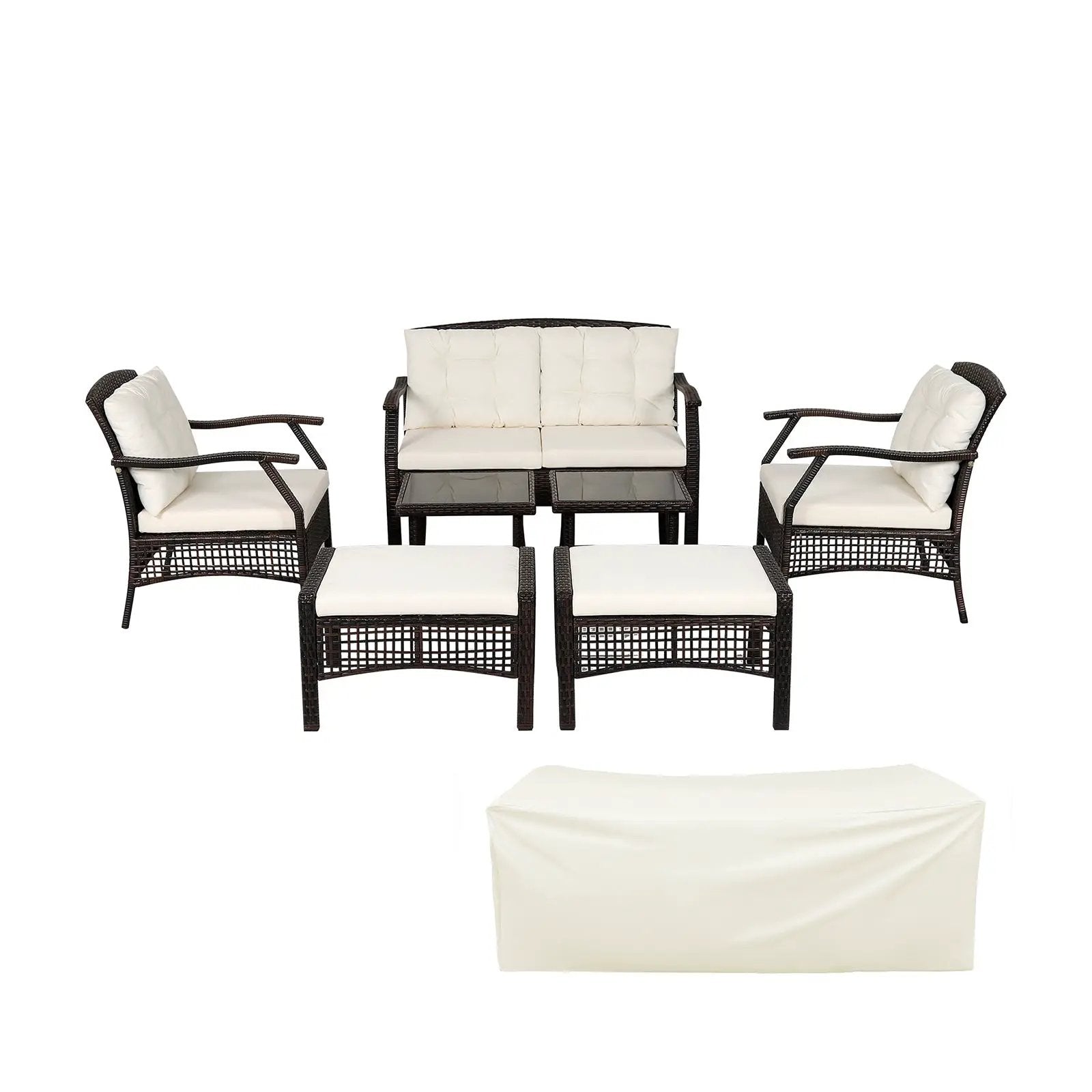 7 Pieces Outdoor Patio Furniture Set with Waterproof Cover by DirectDeals