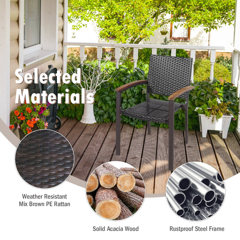 Set of 2 Outdoor Patio PE Rattan Dining Chairs by DirectDeals