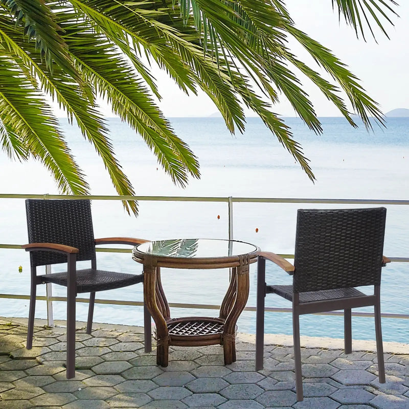 Set of 2 Outdoor Patio PE Rattan Dining Chairs by DirectDeals