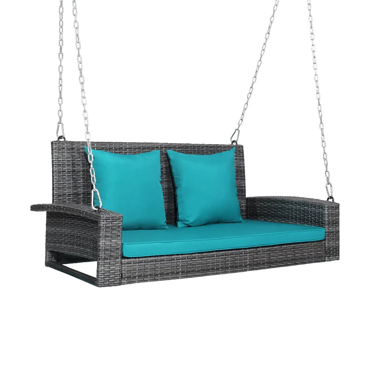 2-Person Patio PE Wicker Hanging Porch Swing Bench Chair Cushion 800 Pounds by DirectDeals