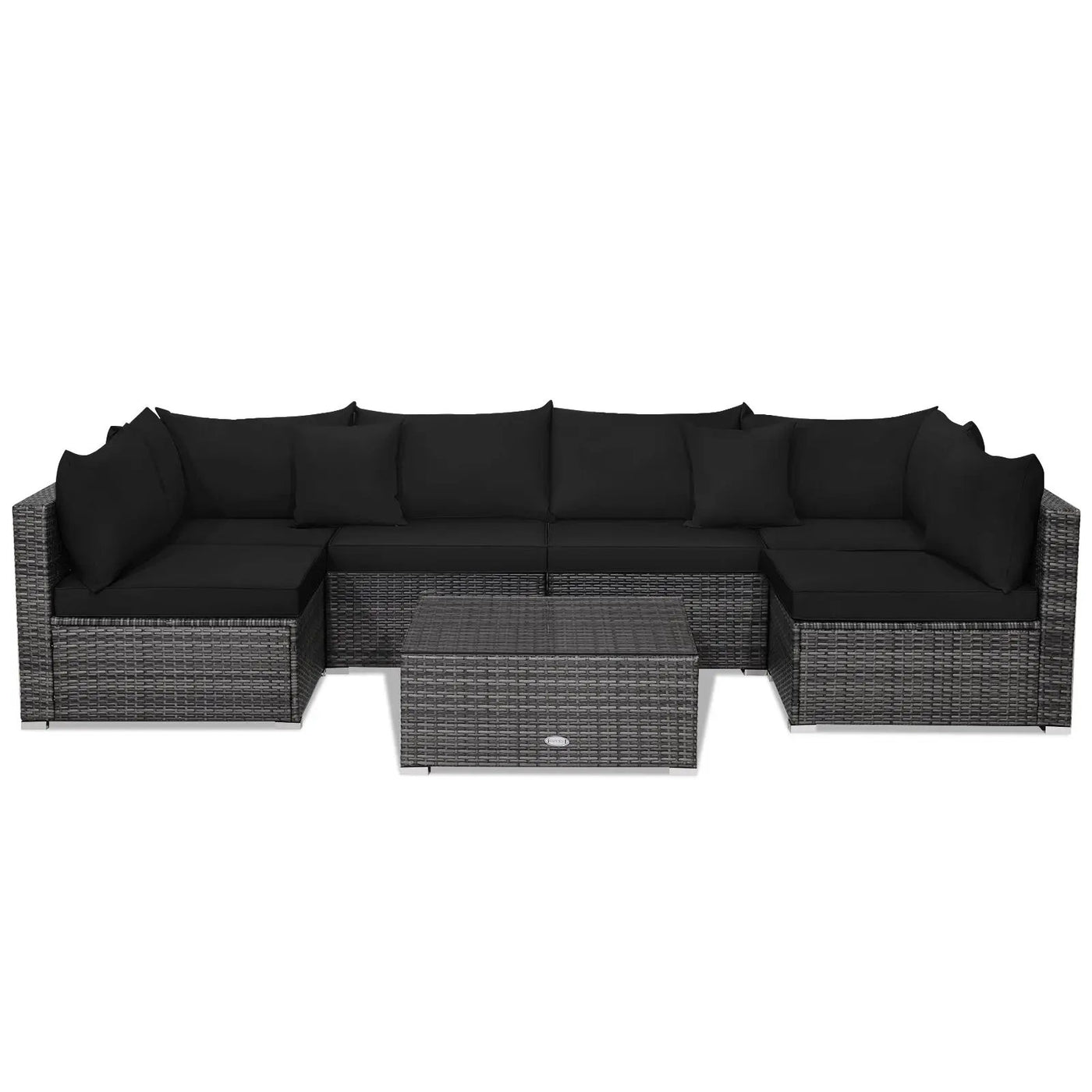 7 Pieces Patio Rattan Furniture Set Sectional Sofa Garden Cushion by DirectDeals