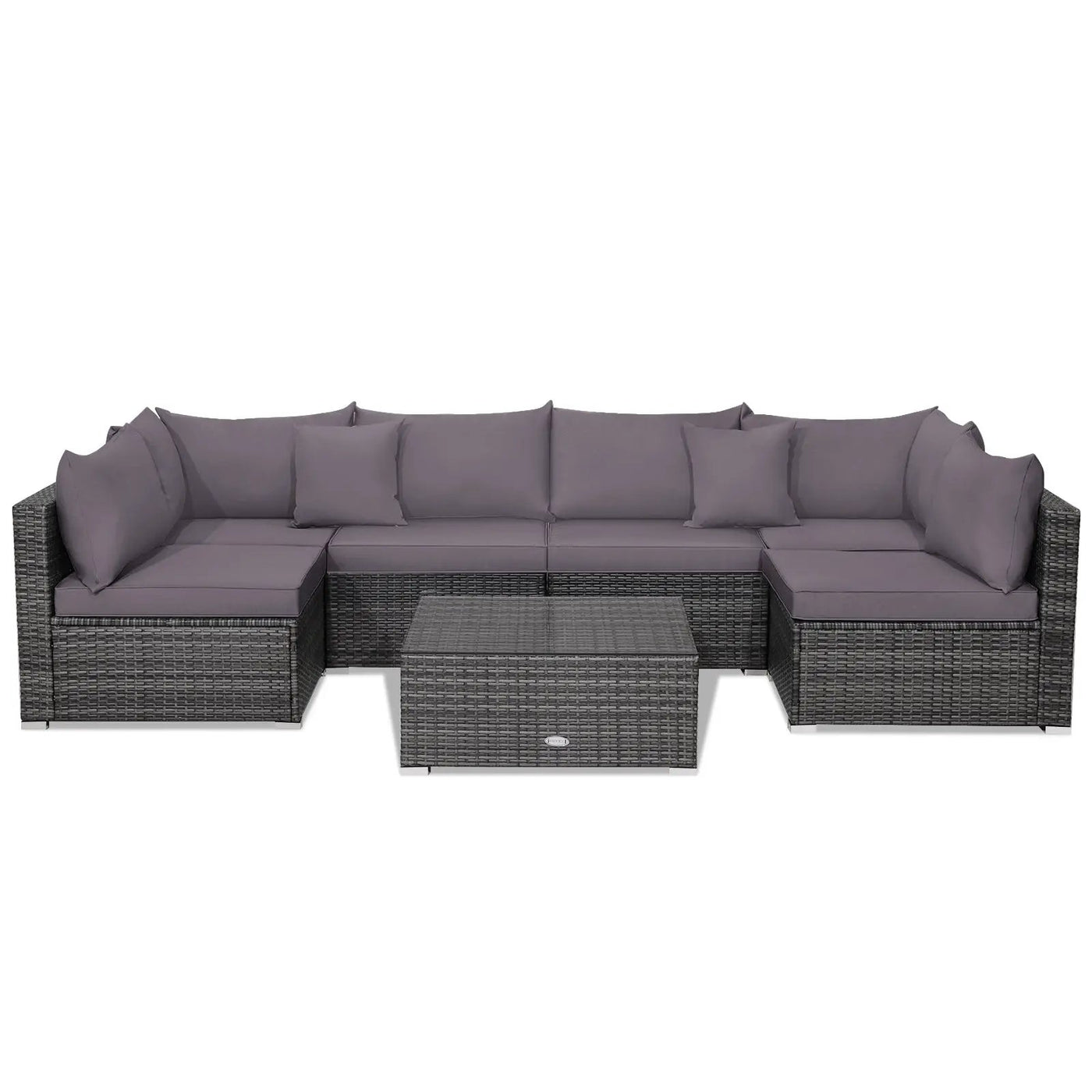 7 Pieces Patio Rattan Furniture Set Sectional Sofa Garden Cushion by DirectDeals