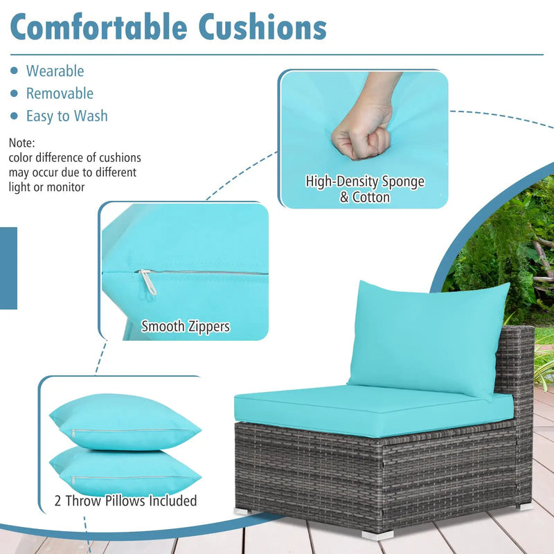 7 Pieces Patio Rattan Furniture Set Sectional Sofa Garden Cushion by DirectDeals