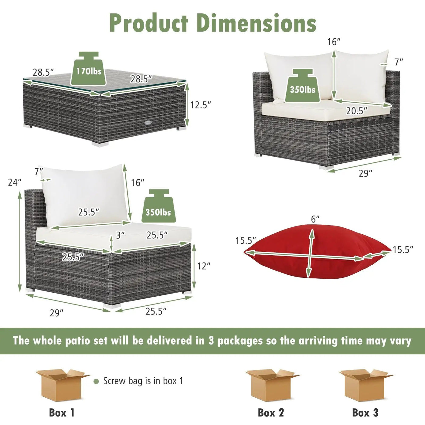 7 Pieces Patio Rattan Furniture Set Sectional Sofa Garden Cushion by DirectDeals