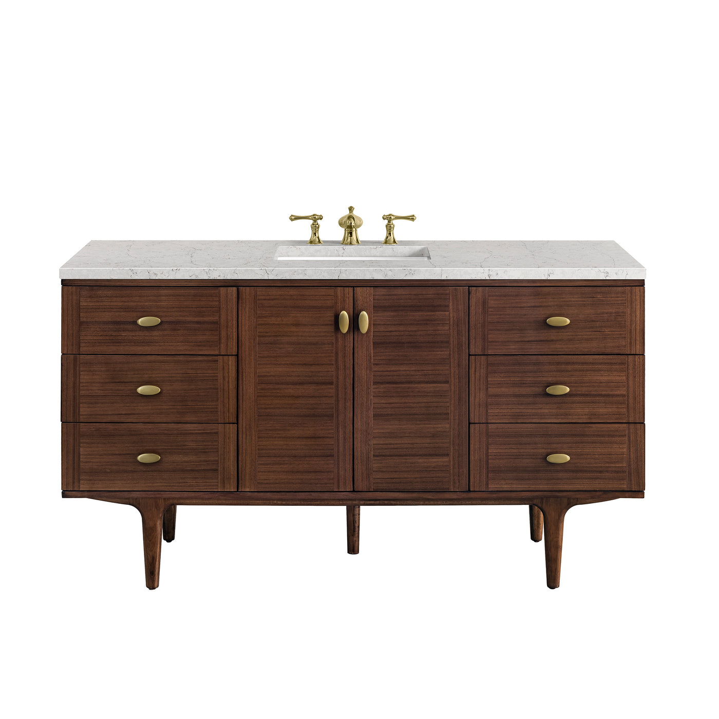 James Martin Amberly 60" Dual Mount Single Bathroom Vanity, Mid-Century Walnut by James Martin