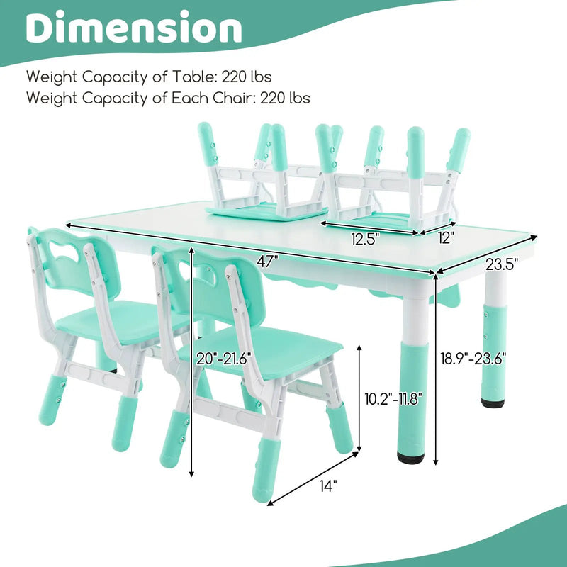 Kids Table and Chairs Set for 4 with Graffiti Desktop by DirectDeals