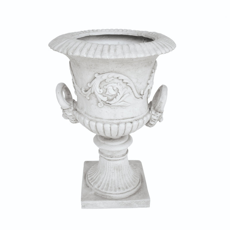 Antique White MGO Garden Urn Planter with Faux-Stone Finish, photo 2 of 9