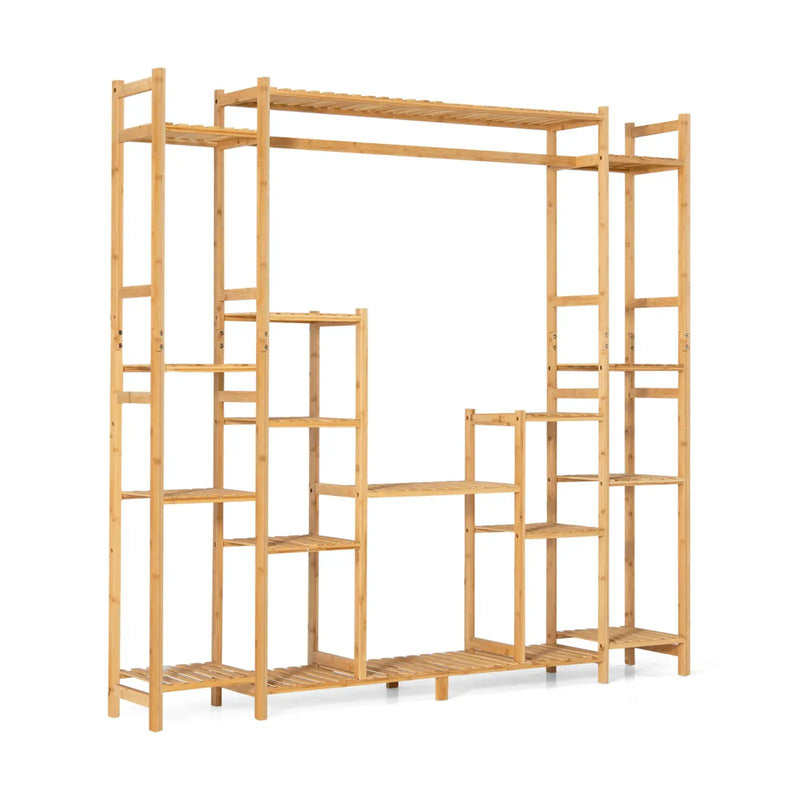 9-Tier Bamboo Plant Stand with Hanging Rack by DirectDeals
