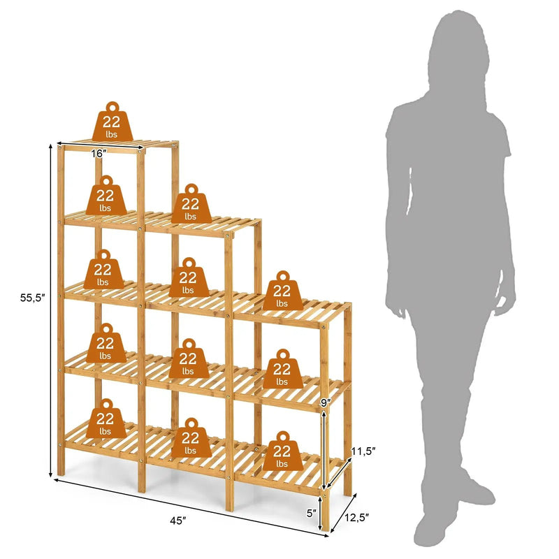 Multifunctional Bamboo Shelf Display Organizer by DirectDeals