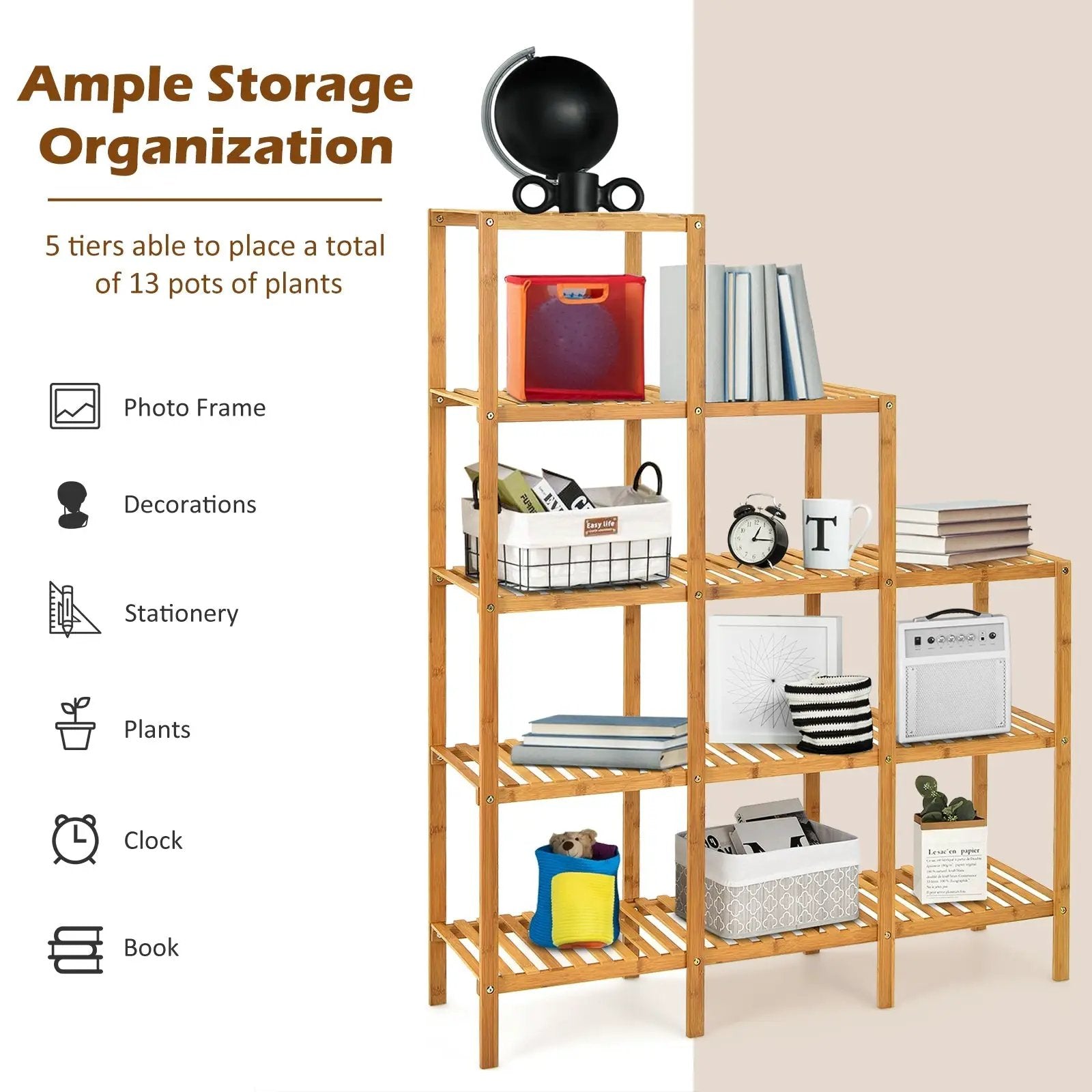 Multifunctional Bamboo Shelf Display Organizer by DirectDeals