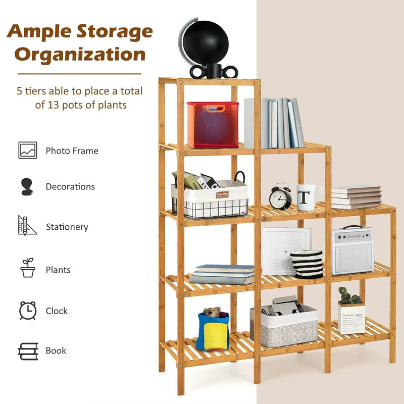 Multifunctional Bamboo Shelf Display Organizer by DirectDeals