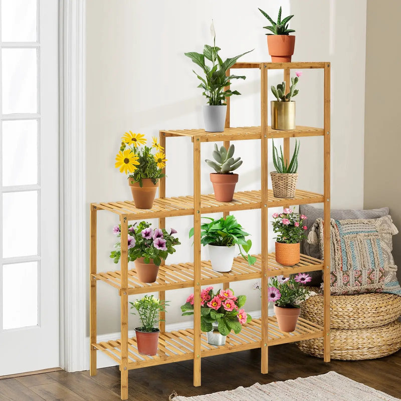 Multifunctional Bamboo Shelf Display Organizer by DirectDeals