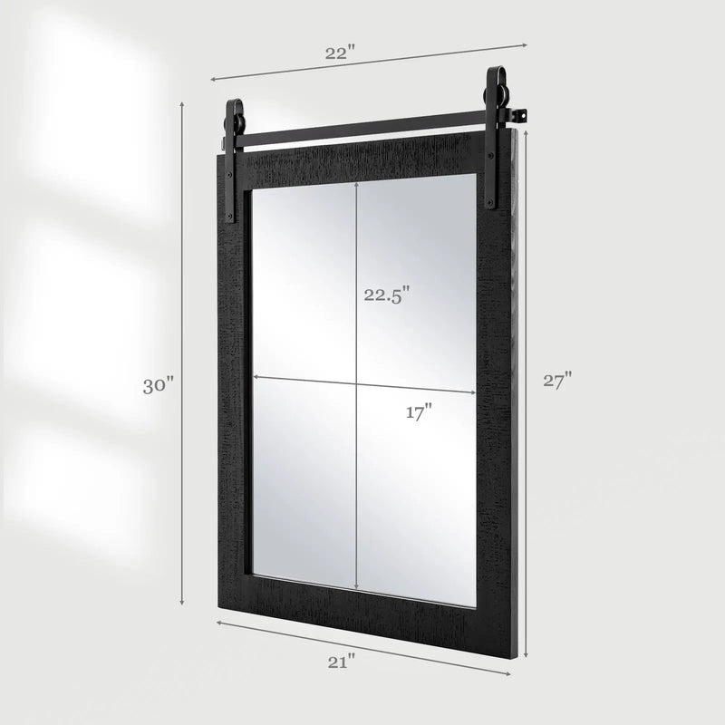 30 x 22 Inch Wall Mount Mirror with Wood Frame by DirectDeals