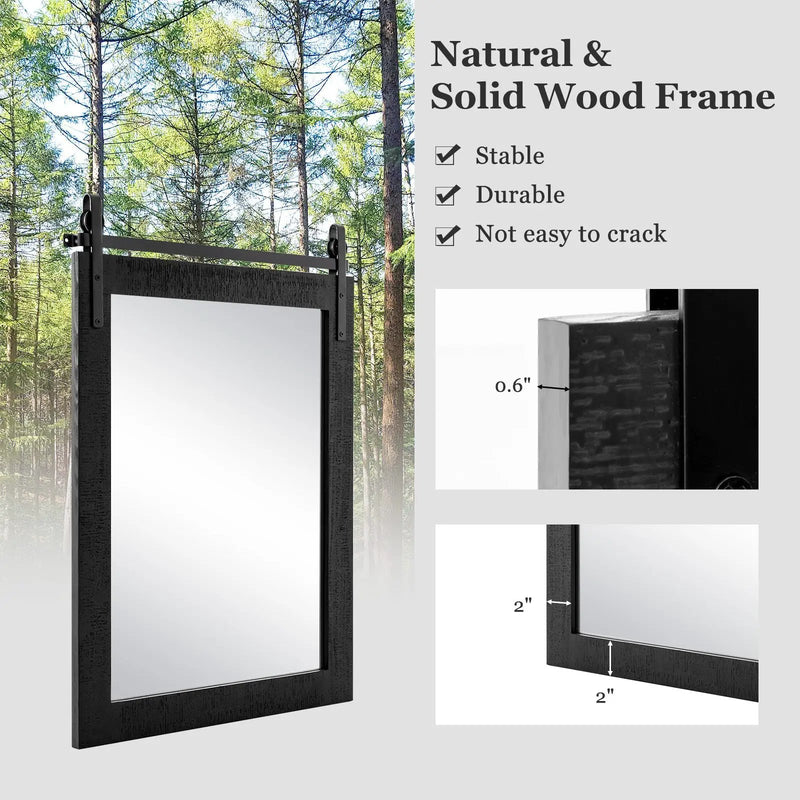 30 x 22 Inch Wall Mount Mirror with Wood Frame by DirectDeals