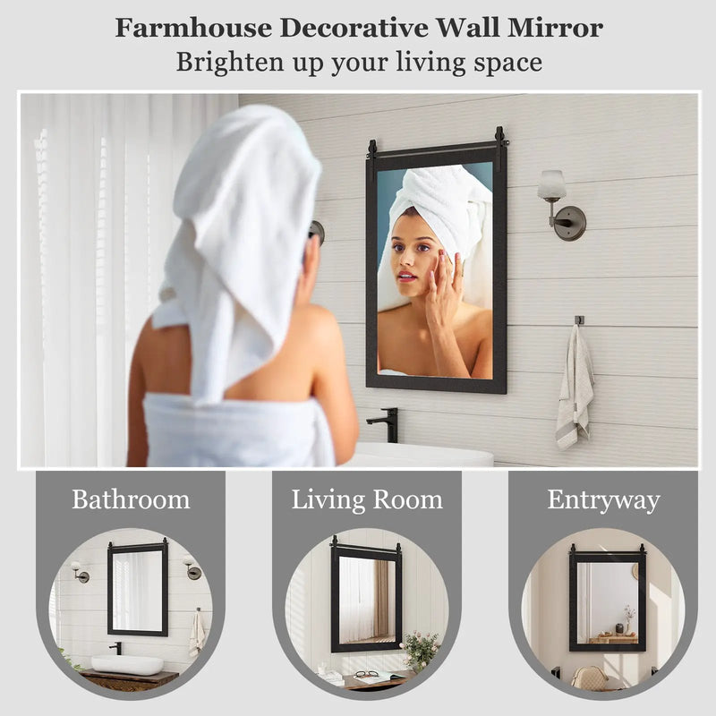 30 x 22 Inch Wall Mount Mirror with Wood Frame by DirectDeals