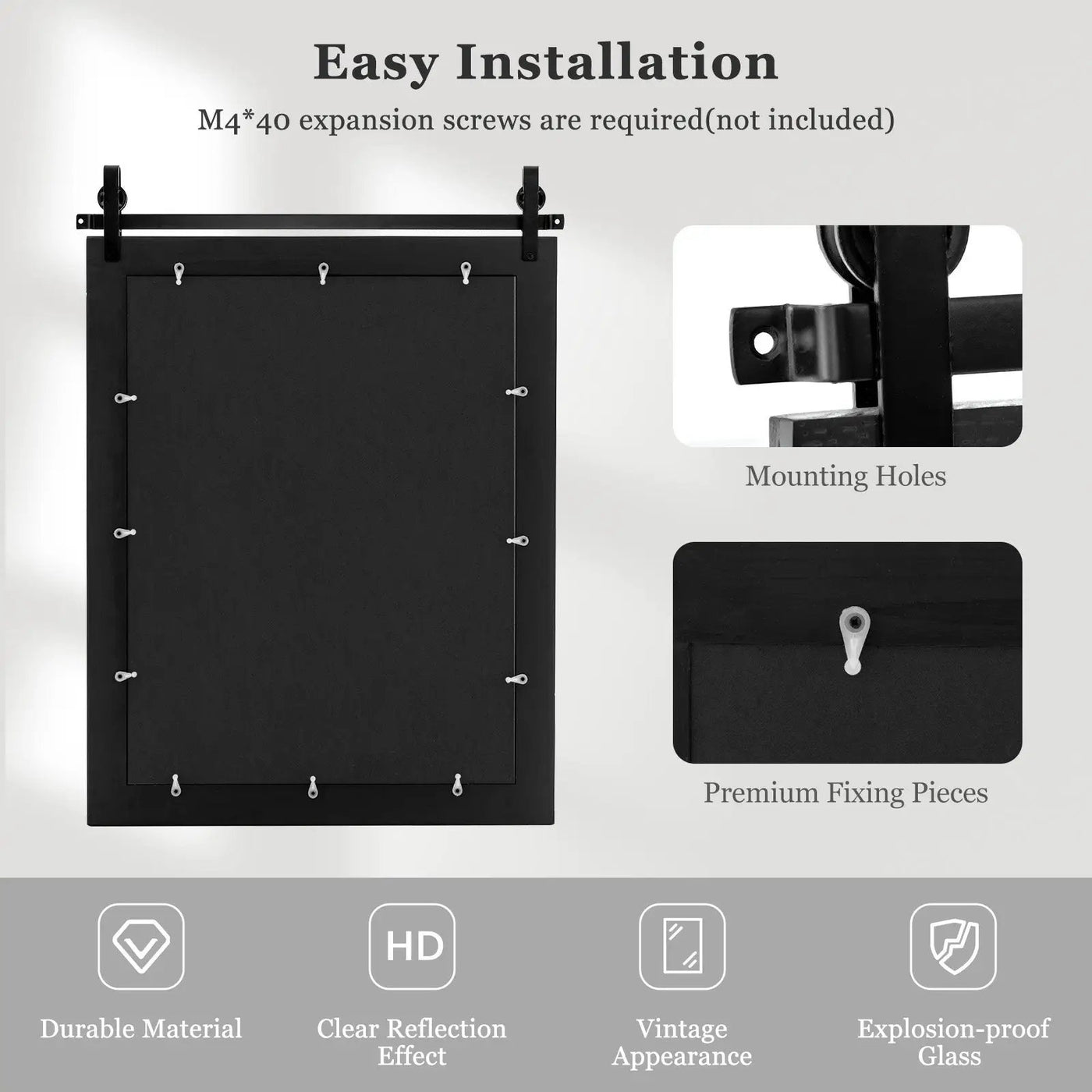 30 x 22 Inch Wall Mount Mirror with Wood Frame by DirectDeals