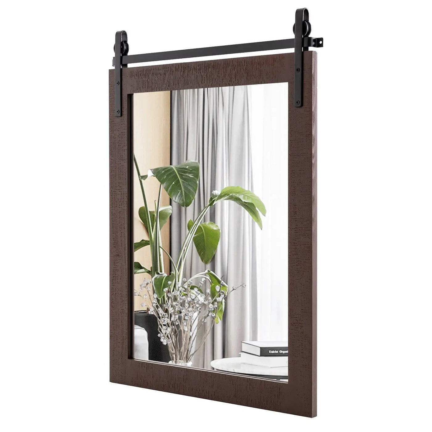 30 x 22 Inch Wall Mount Mirror with Wood Frame by DirectDeals