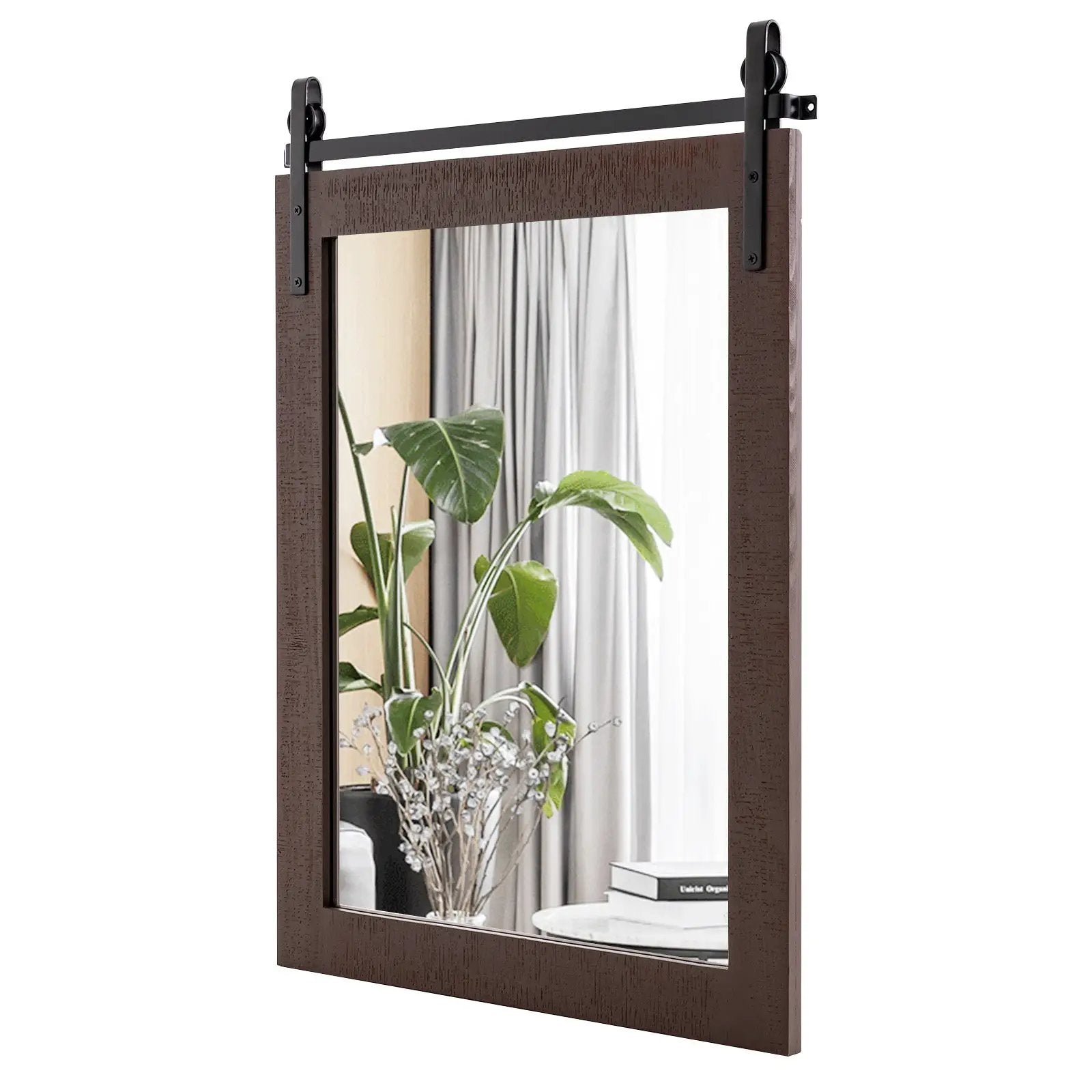 30 x 22 Inch Wall Mount Mirror with Wood Frame by DirectDeals